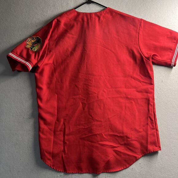 Chicago Blackhawks Vintage Majestic Baseball Jersey Sz XL Red Made in USA Hockey - Picture 11 of 14